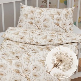 Biante Detské bavlnené posteľné obliečky do postieľky Sandra SA-518 Jesenné púpavy na bielom Do postieľky 90x120 a 40x60 cm