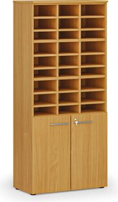 Triediaci regál s dverami PRIMO WOOD, 800 x 420 x 1781 mm, 27 priehradok, buk