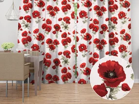 Biante Bavlnený záves Sandra SA-632 Vlčie maky na bielom 150x140 cm