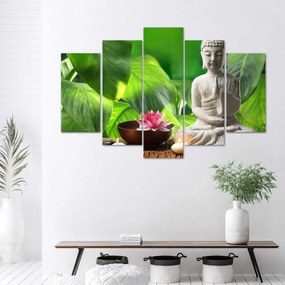 Obraz na plátně pětidílný Buddha Zen Flower Leaf - 150x100 cm