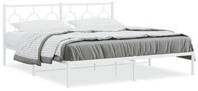 Kovový rám postele s čelom biely 183x213 cm 376280