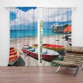 Sablio Záves Loďky na pláži: 2 ks 140x250 cm
