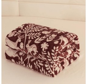 Mikroplyšová deka FOREST ANIMALS, vínová Rozmer: 150 x 200 cm
