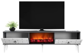TV stolík/skrinka s krbom Bisena (biela + antracit) . Vlastná spoľahlivá doprava až k Vám domov. 1095515