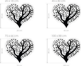 Strom v tvare srdca nálepka na stenu hárok 75 x 66 cm