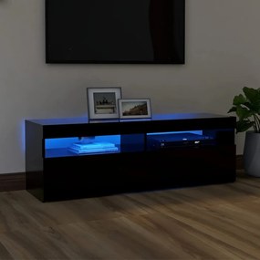 TV skrinka s LED svetlami čierna 120x35x40 cm