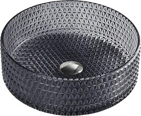 BPS-koupelny Sklenené umývadlo na dosku HYD-BRT1-BL-360 36x12 cm, čierny lesk