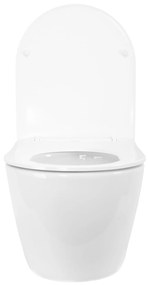 Rea Carlo Mini, závesná WC misa 490x365x370mm, Rimless Tornado NF + toaletné WC sedadlo, biela lesklá, REA-C1260