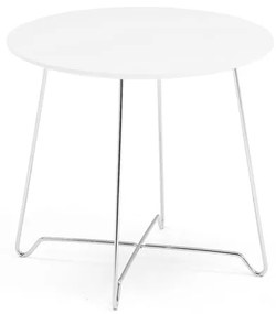 Kaviarenský stolík IRIS, výška 460 mm, chróm / biela