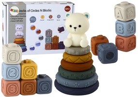 Lean Toys Náučná sada gumených kociek a pyramídy pre najmenších