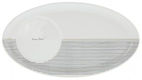 Oval Plate White /Stripes true love 25,5x14,