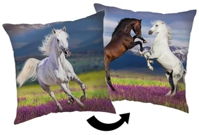 DETSKÝ DEKORAČNÝ VANKÚŠ HORSES 40X40 CM VZOROVANÁ