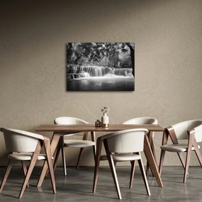 Obraz - Čiernobiely vodopád (70x50 cm)