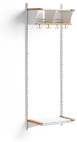 Vešiaková stena JEPPE s 2 priehradkami, základná sekcia, 1790x600x310 mm, biela/dub