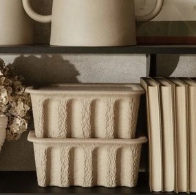 ferm LIVING Úložný box s vekom Paper Pulp Small - set 2 ks