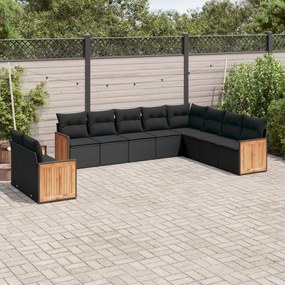 10-dielna záhradná sedacia súprava s vankúšmi polyratan čierna 3260193