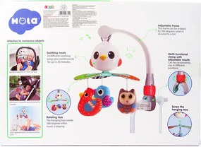 LEAN Toys Detský kolotoč na posteľ a kočík Farebné vtáky Melódia