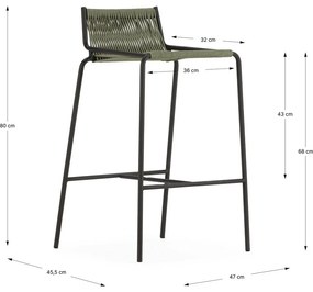 Zelená kovová barová stolička (výška sedadla 65 cm) Emily – Marckeric