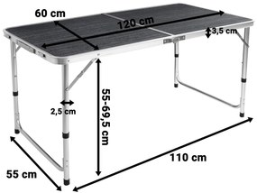 Campingový rozkládací stůl TRIP 120x60 cm černý