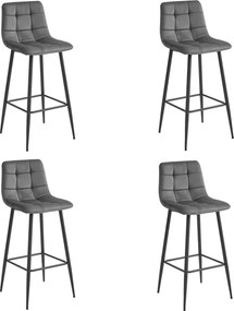 Barová stolička s čiernymi nohami ARCETO VELVET, tmavosivá