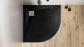 Besco Štvrťkruhová sprchová vanička z SMC kompozitu VEXO BLACK HR 90x90 BESCO-Rozmery: 90x90