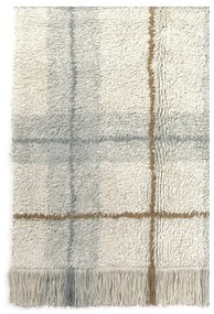 Krémový/šalviovozelený prateľný/ručne tkaný bavlnený koberec 90x120 cm Tartan Blue Sage – Lorena Canals