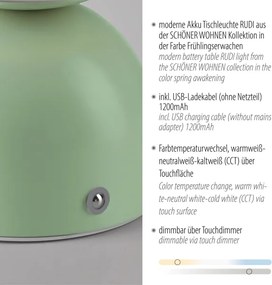 Schöner Wohnen 19218-43 - LED stmievateľná stolná lampa RUDI LED/1,2W/5V zelená