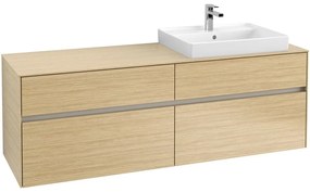 VILLEROY &amp; BOCH Collaro závesná skrinka pod umývadlo na dosku (umývadlo vpravo), 4 zásuvky, s LED osvetlením, 1600 x 500 x 548 mm, Nordic Oak, C023B0VJ