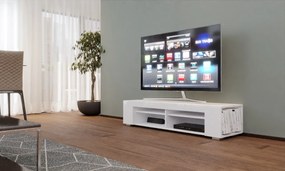 TV stolík/skrinka Newy (biela + biely lesk). Akcia -23%. Vlastná spoľahlivá doprava až k Vám domov. 1121683