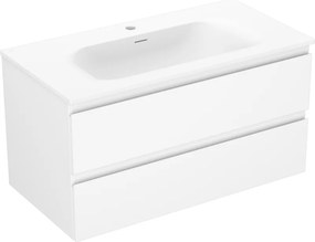 Mexen Orio, kúpeľňová skrinka 90 cm s umývadlom Vela, 2 zásuvky, biela matná, 91A10-09047-2-BFF01-W23M01