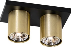 Moderné stropné bodové svetlo čierne so zlatom 2-svetlo - Tubo