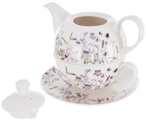 Biela/fialová porcelánová čajová súprava Louka – Orion