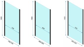 Rea Rapid Swing, 3-stenový sprchovací kút 90(dvere) x 80(stena) x 195 cm, 6mm číre sklo, zlatý matný profil, KPL-02520