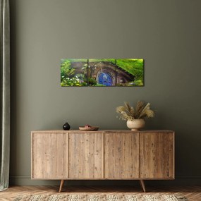 Obraz - Hobitína (s hodinami) (90x30 cm)