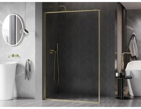 Mexen Kioto-XF, sprchová zástena s rámom 130 x 202 cm, 10mm číre sklo, zlatý matný profil, 800-130-104-55-00-X