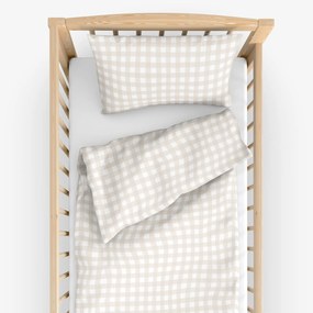 Goldea detské bavlnené obliečky do postieľky - latte kocky 110 x 125 a 35 x 55 cm
