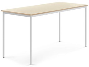Stôl SONITUS, 1800x800x900 mm, HPL - breza, biela