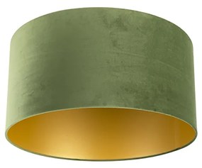 Zamatové tienidlo na lampu zelené 50/50/25 so zlatým interiérom
