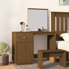 vidaXL Toaletný stolík hnedý 95x50x134 cm masívne borovicové drevo