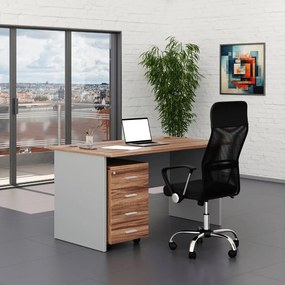 Zostava kancelárskeho nábytku SimpleOffice 1, 140 cm, orech vlašský / sivá