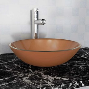 vidaXL Umývadlo z tvrdeného skla, 42 cm, hnedé