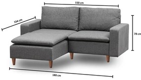 Sivá rohová pohovka (ľavý roh) Lungo – Balcab Home