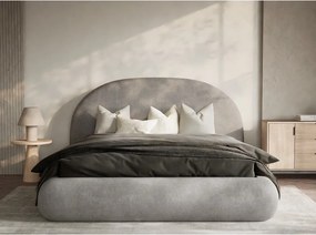 Sivobéžová čalúnená dvojlôžková posteľ s úložným priestorom s roštom 140x200 cm Maumere – Maison de Rêve