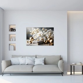 Obraz - Orchidea a zlaté gule (90x60 cm)