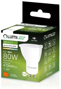 LED žiarovka GU10 8W = 80W 720lm 4000K Neutrálna 120° LUMILED