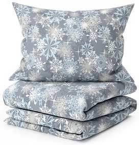 Flanelové obliečky z mikrovlákna SNOWFLAKE modro-sivé Rozmer obliečky: 70 x 90 cm | 140 x 220 cm