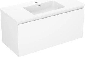 Mexen Orio, kúpeľňová skrinka 100 cm s umývadlom Otis, 1 zásuvka, biela matná, 91A10-10047-1-BF01-W18M01