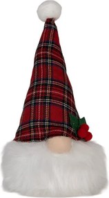 Vianočná svietiaca dekorácia škriatok Gnome LED v károvanej čiapke - 10*10*25 cm/ 3AA