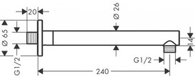 Hansgrohe Vernis Blend - Sprchové rameno 240 mm, chróm 27809000