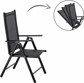 CH Polohovateľná záhradná hliníková stolička Glam II - čierna